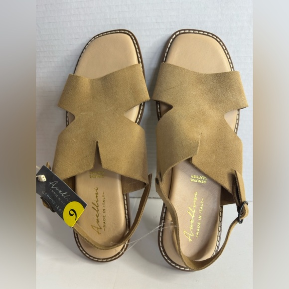 NWT Auellini Slingback Suede slingback Women’s Leather Sandals in Tan Sz 9 - Picture 1 of 9